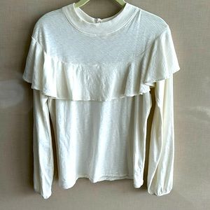 Nation XS/S cream ruffle top.